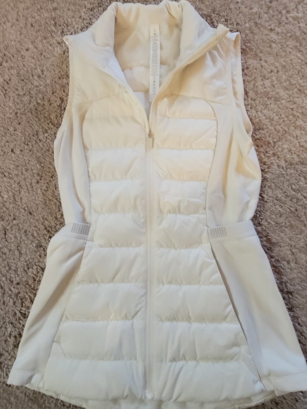 lululemon athletica Cream Quilted Sleeveless Zip Vest